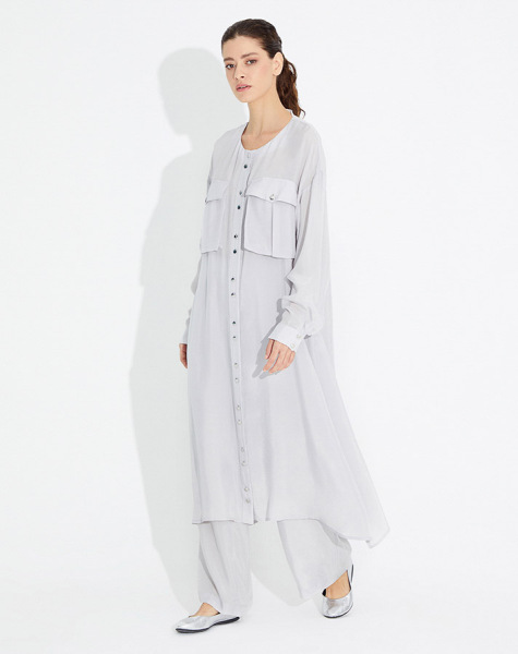 T23Y-6015 Düğmeli Kupra Tunik - 1