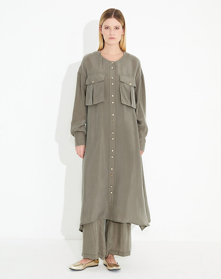 T23Y-6015 Düğmeli Kupra Tunik - 5