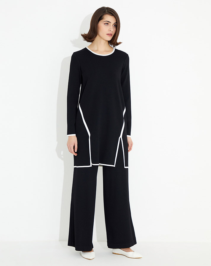 T23Y-6018 Önü Çift Yırtmaçlı Triko Tunik - 3