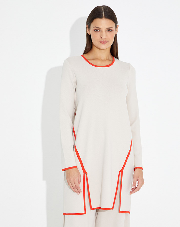 T23Y-6018 Önü Çift Yırtmaçlı Triko Tunik - 4