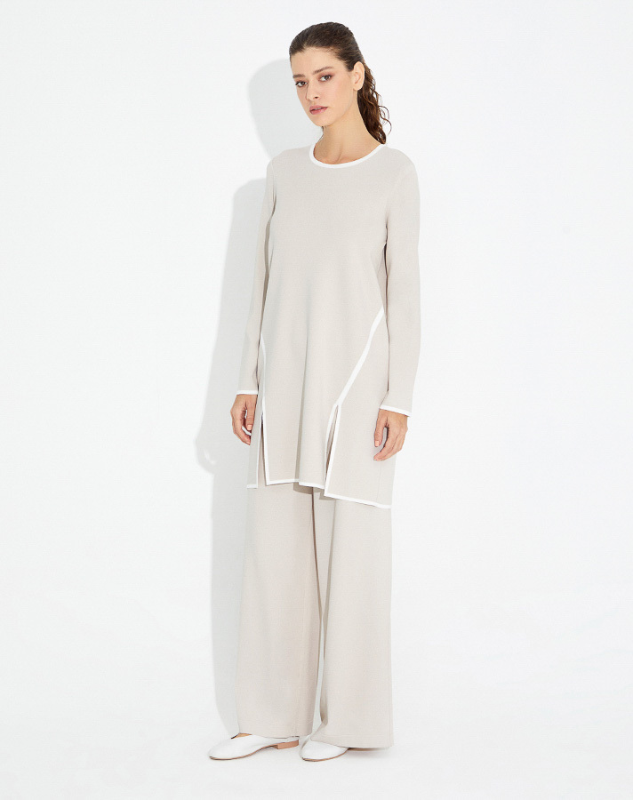 T23Y-6018 Önü Çift Yırtmaçlı Triko Tunik - 6