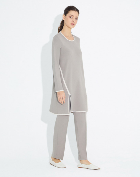 T23Y-6018 Önü Çift Yırtmaçlı Triko Tunik - 1
