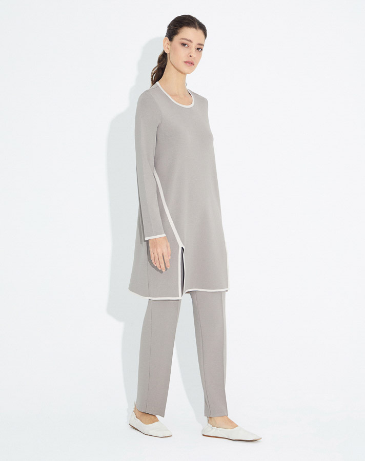 T23Y-6018 Önü Çift Yırtmaçlı Triko Tunik - 1