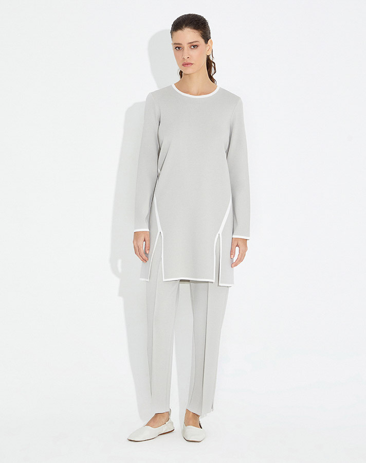 T23Y-6018 Önü Çift Yırtmaçlı Triko Tunik - 7