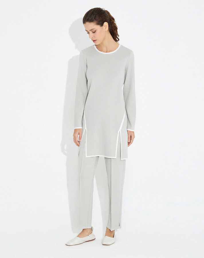 T23Y-6018 Önü Çift Yırtmaçlı Triko Tunik - 8