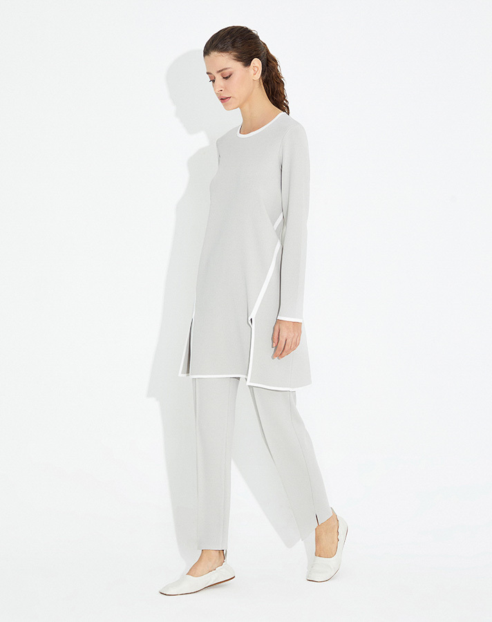 T23Y-6018 Önü Çift Yırtmaçlı Triko Tunik - 9