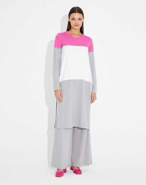 T23Y-6019 Yırtmacı Baskılı Üç Renk Tunik - 3