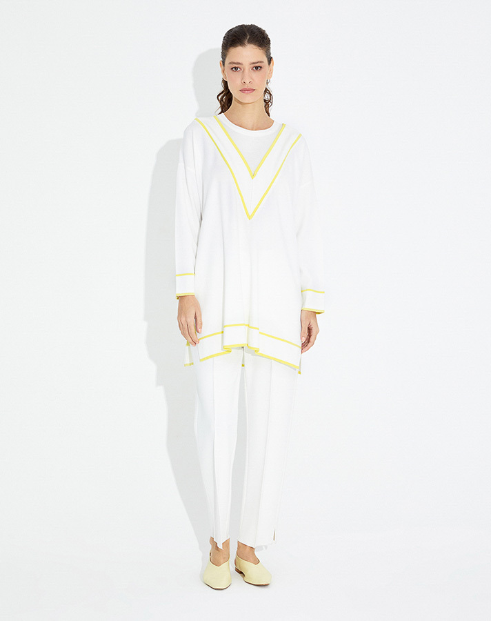 T23Y-6022 Gizli V Yaka Triko Tunik - 4