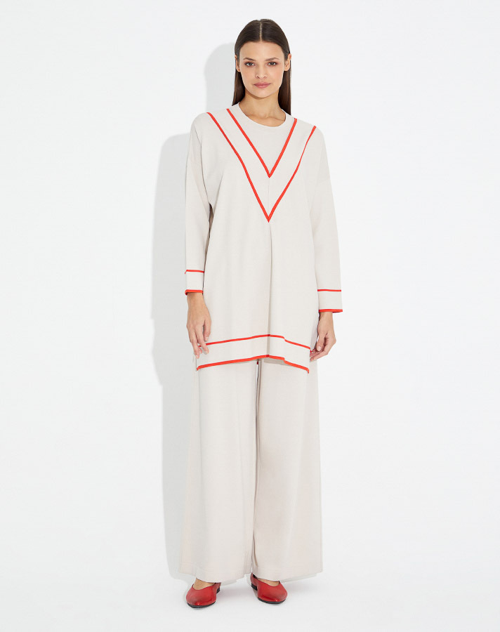 T23Y-6022 Gizli V Yaka Triko Tunik - 1