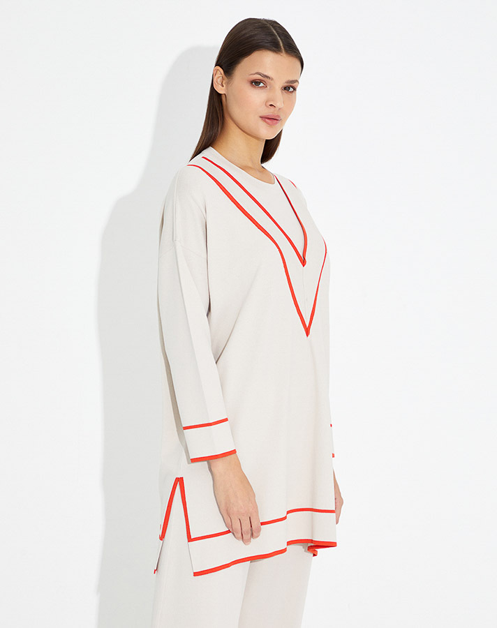 T23Y-6022 Gizli V Yaka Triko Tunik - 2
