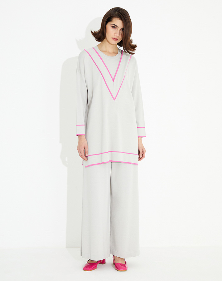 T23Y-6022 Gizli V Yaka Triko Tunik - 8