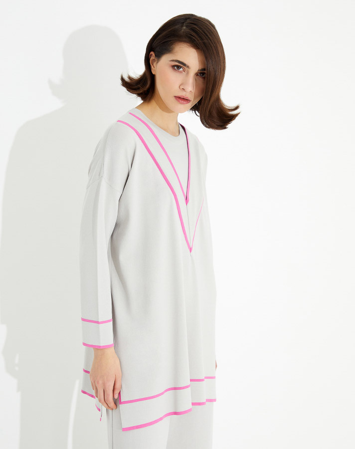 T23Y-6022 Gizli V Yaka Triko Tunik - 9