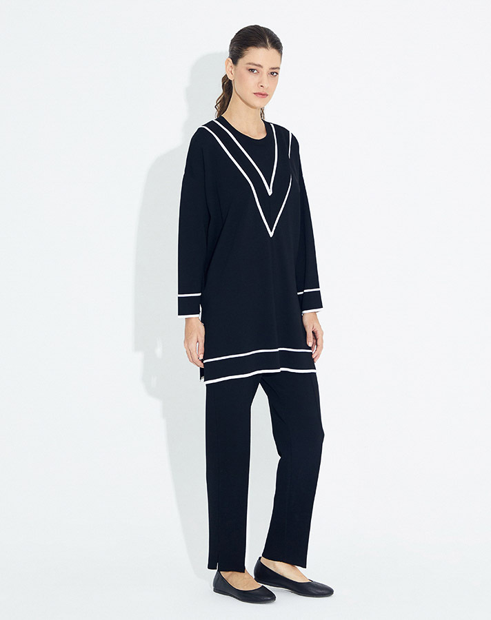 T23Y-6022 Gizli V Yaka Triko Tunik - 10