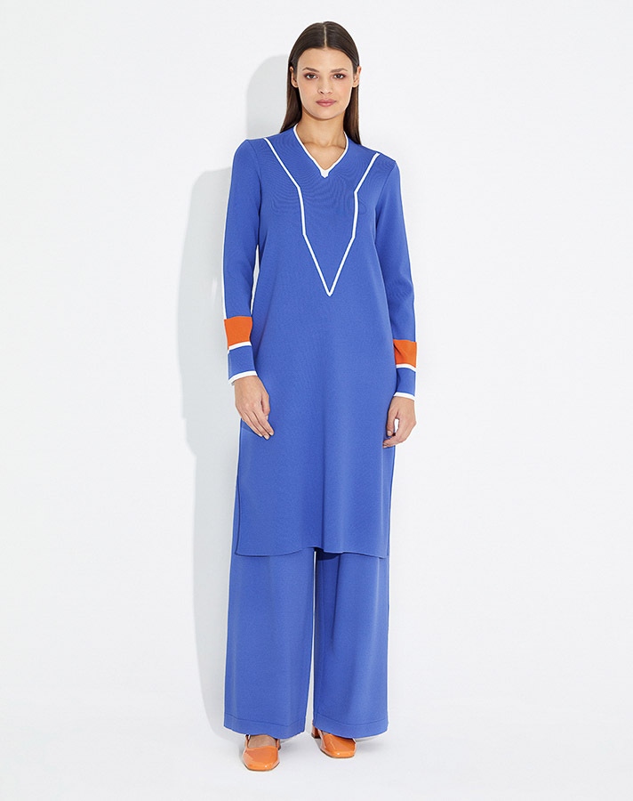 T23Y-6025 V Yaka Uzun Triko Tunik - 4