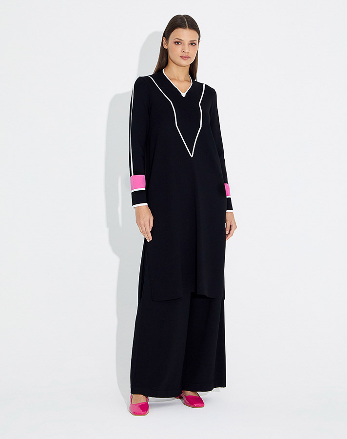 T23Y-6025 V Yaka Uzun Triko Tunik - 6