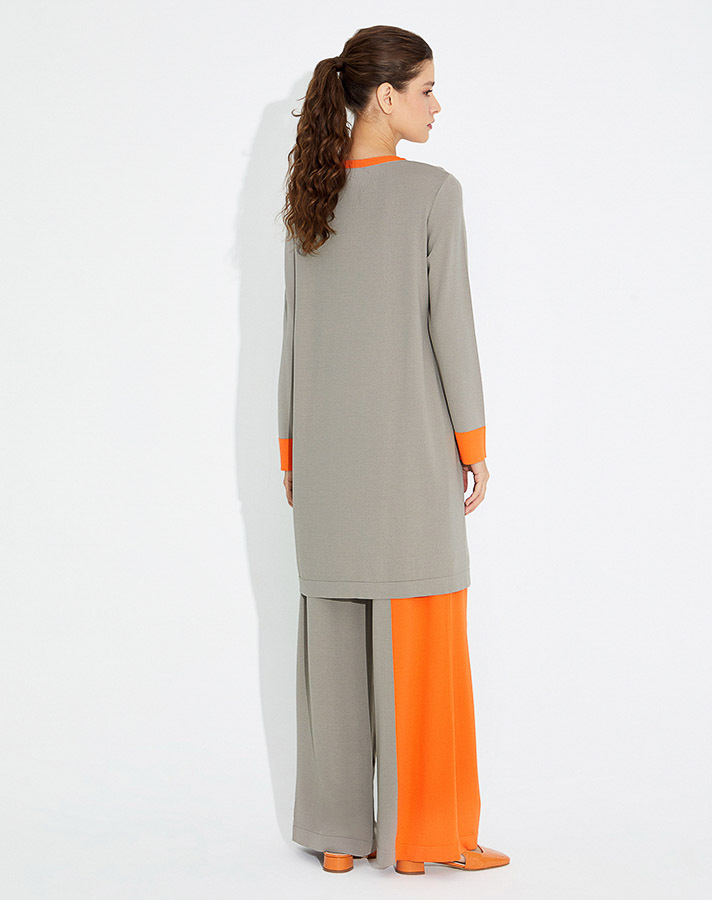 T23Y-6030 Yırtmacı Renkli Triko Tunik - 6