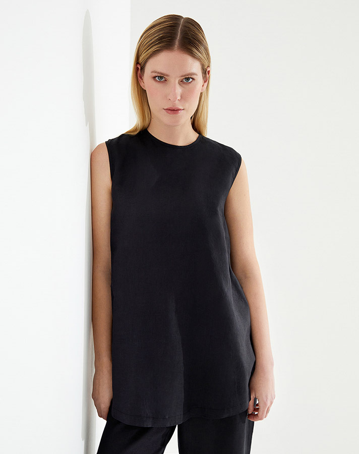 T23Y-6032 Kolsuz Keten Tunik - 4