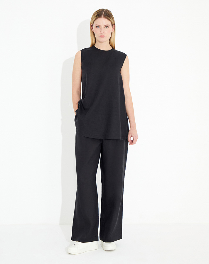 T23Y-6032 Kolsuz Keten Tunik - 5