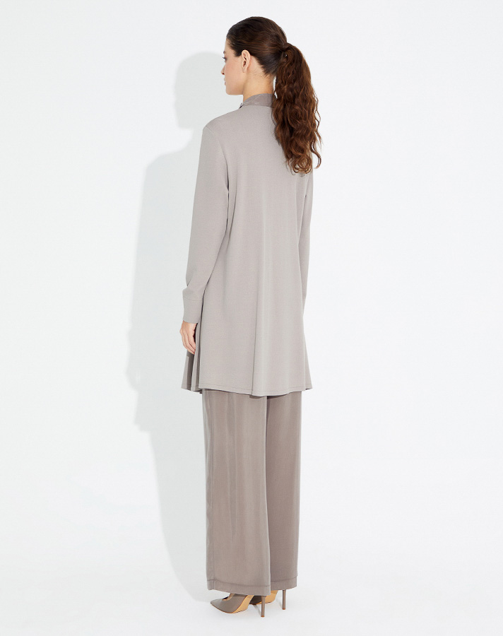 T23Y-6036 Hakim Yaka Kupra Detalı Triko Tunik - 5