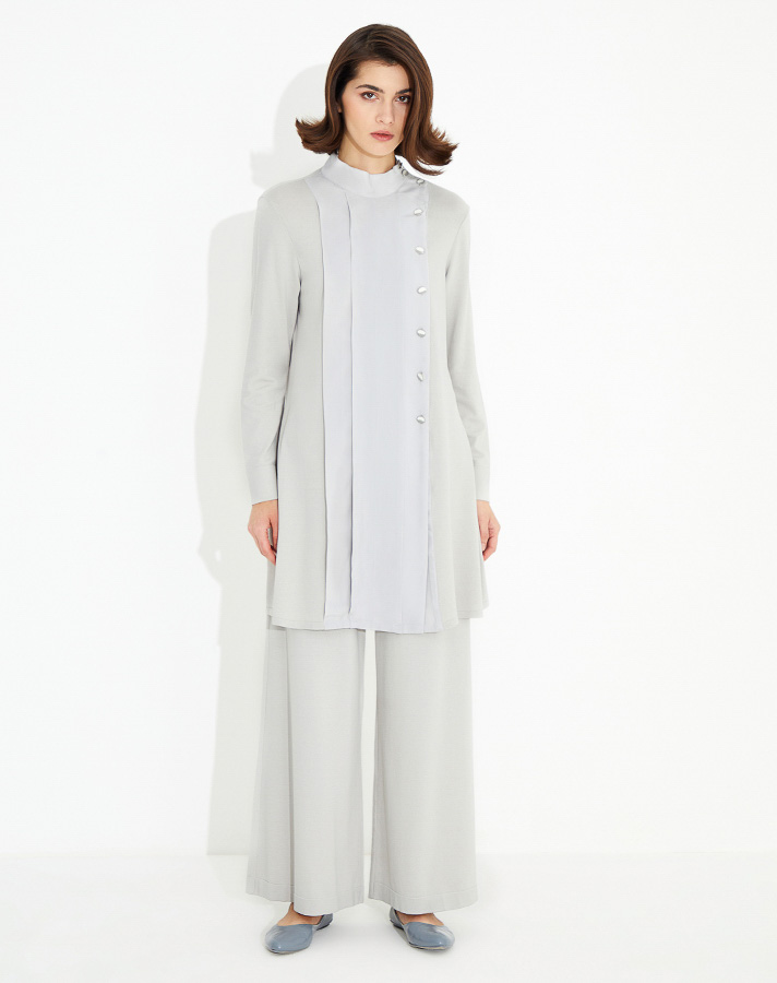 T23Y-6036 Hakim Yaka Kupra Detalı Triko Tunik - 11