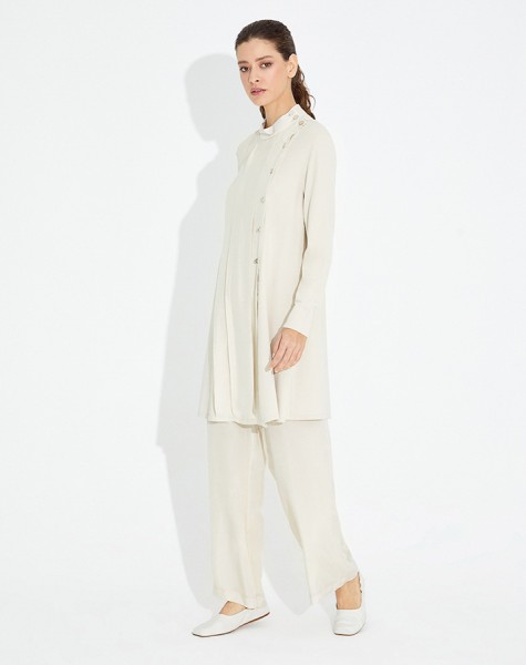 T23Y-6036 Hakim Yaka Kupra Detalı Triko Tunik - 10