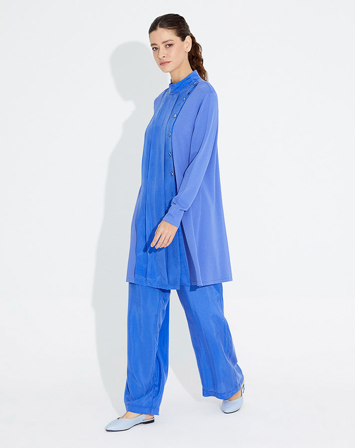 T23Y-6036 Hakim Yaka Kupra Detalı Triko Tunik - 6
