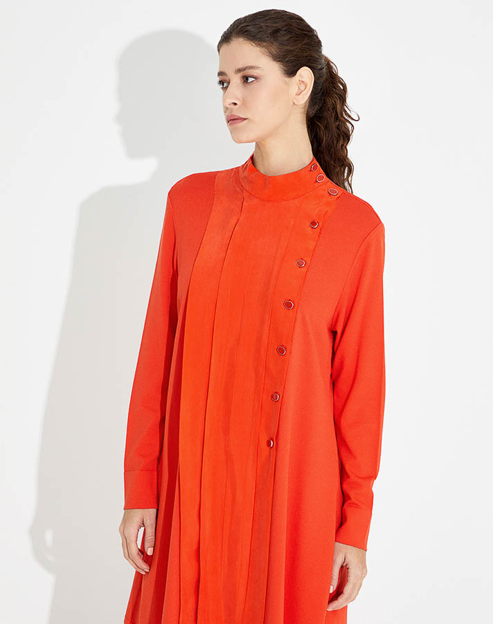 T23Y-6036 Hakim Yaka Kupra Detalı Triko Tunik - 1