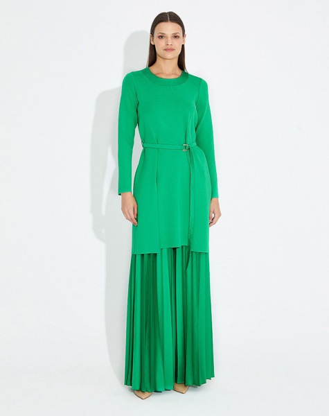T23Y-7006 Saten Plise Bol Paça Pantolon GREEN - 3