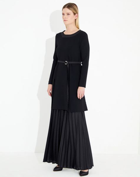 T23Y-7006 Saten Plise Bol Paça Pantolon GREEN - MISS DALIDA (1)