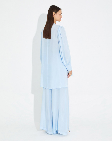 T23Y-7010 Düğme Detaylı Bol Paça Kupra Pantolon BLUE - MISS DALIDA (1)