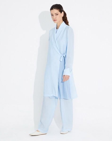 T23Y-7013 Beli Lastikli Bol Paça Kupra Pantolon BLUE - 1