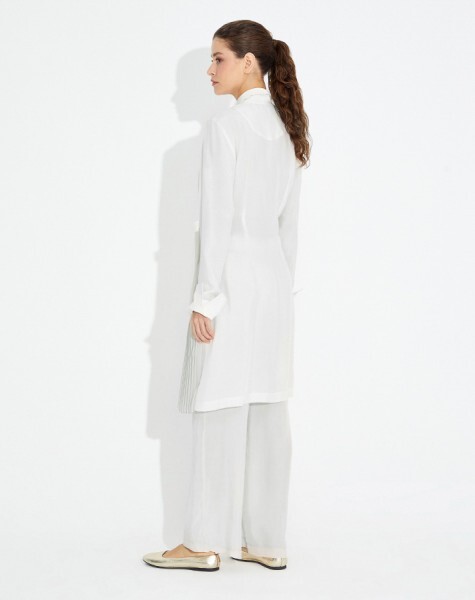 T23Y-7013 Beli Lastikli Bol Paça Kupra Pantolon ECRU - 2