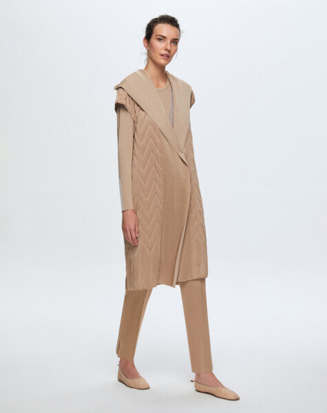 T24K-1001 Kapitone Kapişonlu Yelek CORO-CAMEL - 1