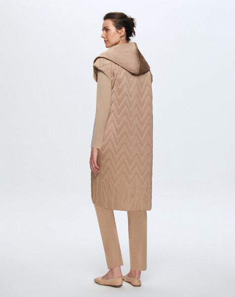 T24K-1001 Kapitone Kapişonlu Yelek CORO-CAMEL - 2