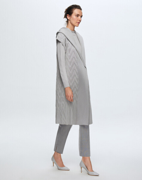 T24K-1001 Kapitone Kapişonlu Yelek OMERO-DARK GREY - 1