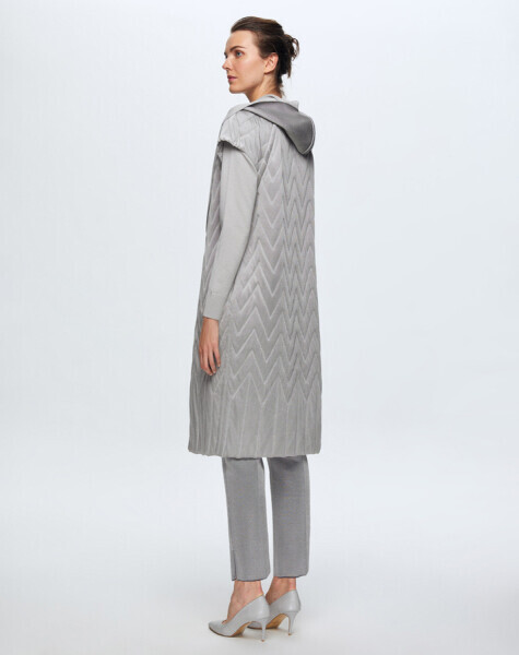 T24K-1001 Kapitone Kapişonlu Yelek OMERO-DARK GREY - 2