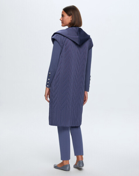 T24K-1001 Kapitone Kapişonlu Yelek PENNA-DARK BLUE - 19