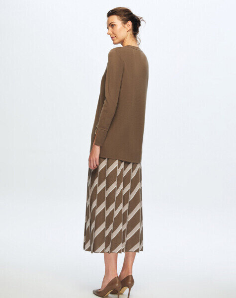 T24K-2000 Desenli Plise Etek DATA-BROWN 