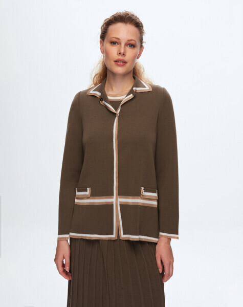 Ucu Çizgili Gri Etek - 2