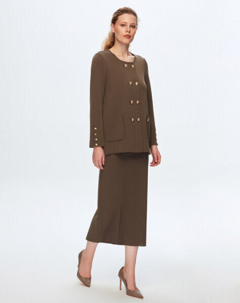 T24K-2013 A Kesim Düz Renk Etek DATA-BROWN 