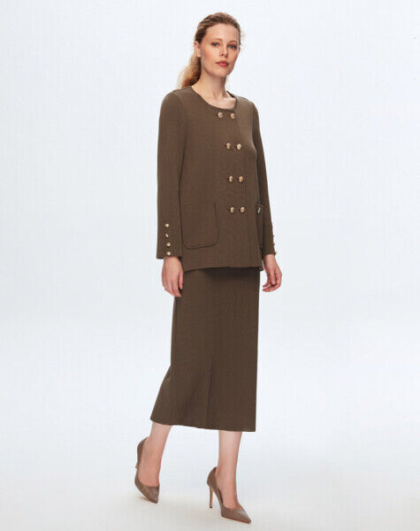 T24K-2013 A Kesim Düz Renk Etek DATA-BROWN - 1