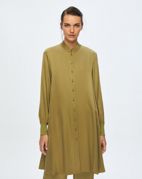 T24K-3001 Hakim Yaka Kupro Gömlek OLİVE - 1