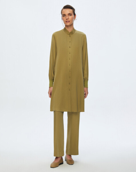 T24K-3001 Hakim Yaka Kupro Gömlek OLİVE - 2