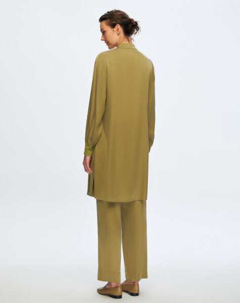 T24K-3001 Hakim Yaka Kupro Gömlek OLİVE - 3