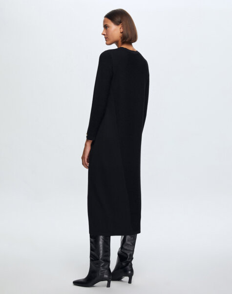 T24K-4001 Fitilli Triko Elbise BLACK - 2