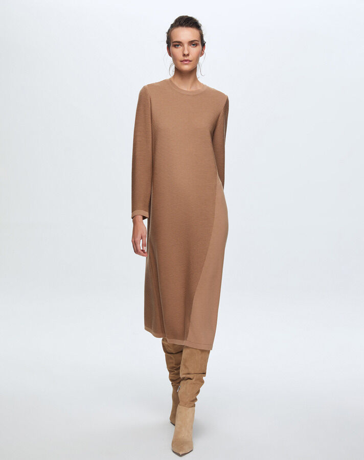T24K-4001 Fitilli Triko Elbise COMO-CAREMEL - 3