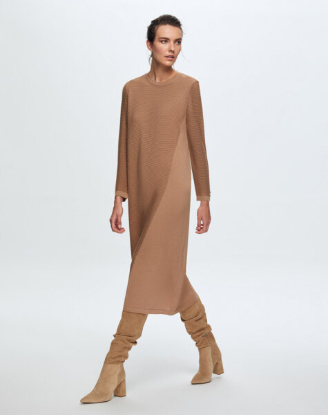 T24K-4001 Fitilli Triko Elbise COMO-CAREMEL - 2