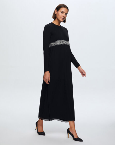 T24K-4002 Keçe Detaylı Triko Elbise BLACK - MISS DALIDA (1)