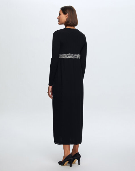 T24K-4002 Keçe Detaylı Triko Elbise BLACK - 3