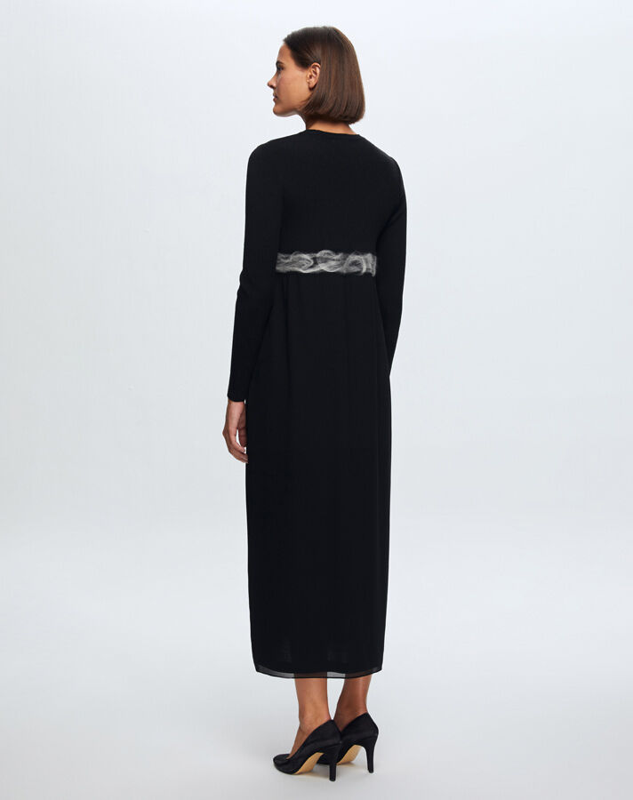 T24K-4002 Keçe Detaylı Triko Elbise BLACK - 3